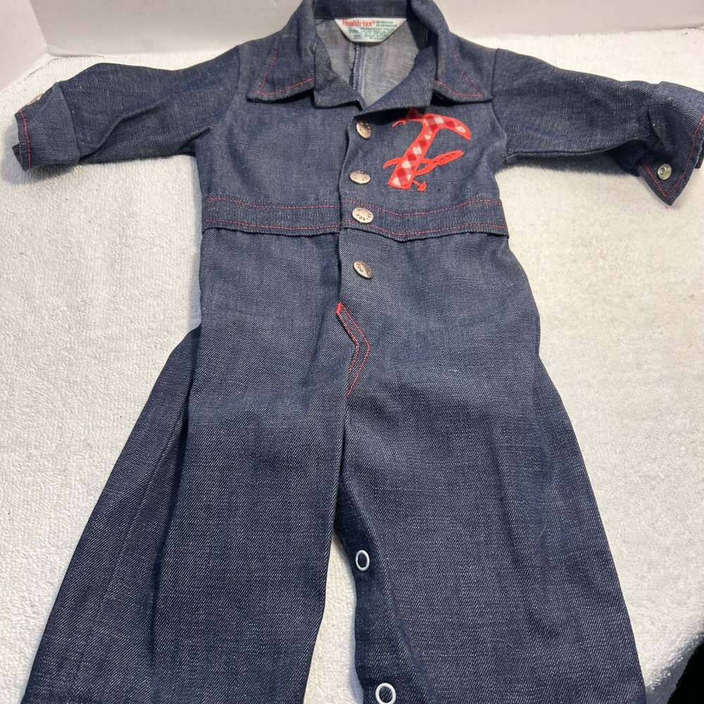 Vintage Health-tex Baby Denim Jumpsuit 9 Months Lobster Applique Made in USA